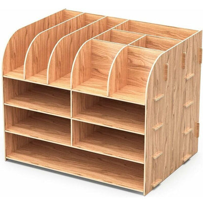 Wooden Desk Organizer for Pen Pencil A4 Paper and Accessories, 32 x 24 x 27cm V1237-ZY-528-260