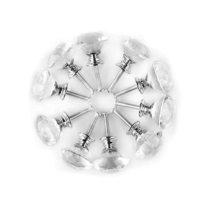 10 Pieces Glass Cupboard Knobs Crystal Diamond Shape Pull Handle for Drawers Dresser Wardrobe Kitchen V1237-ZY-528-262