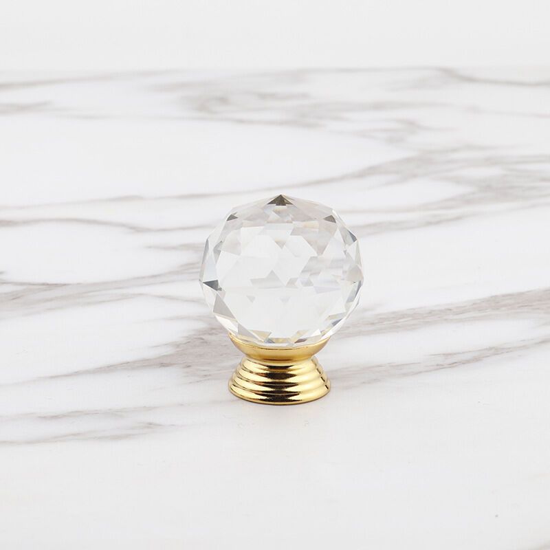 10 Pack Handle Door Knob Diameter Crystal Gold, Cabinet Knobs Mant Round Glass Knobs Decoration for Furniture V1237-ZY-528-263