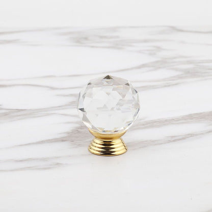 10 Pack Handle Door Knob Diameter Crystal Gold, Cabinet Knobs Mant Round Glass Knobs Decoration for Furniture V1237-ZY-528-263
