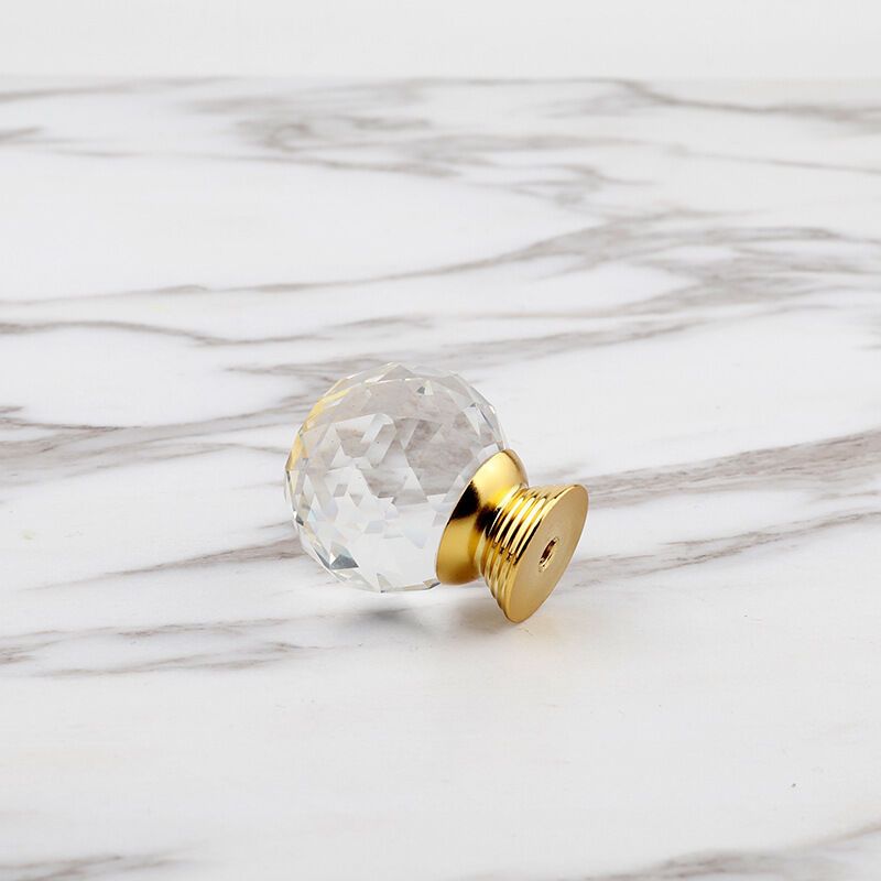 10 Pack Handle Door Knob Diameter Crystal Gold, Cabinet Knobs Mant Round Glass Knobs Decoration for Furniture V1237-ZY-528-263