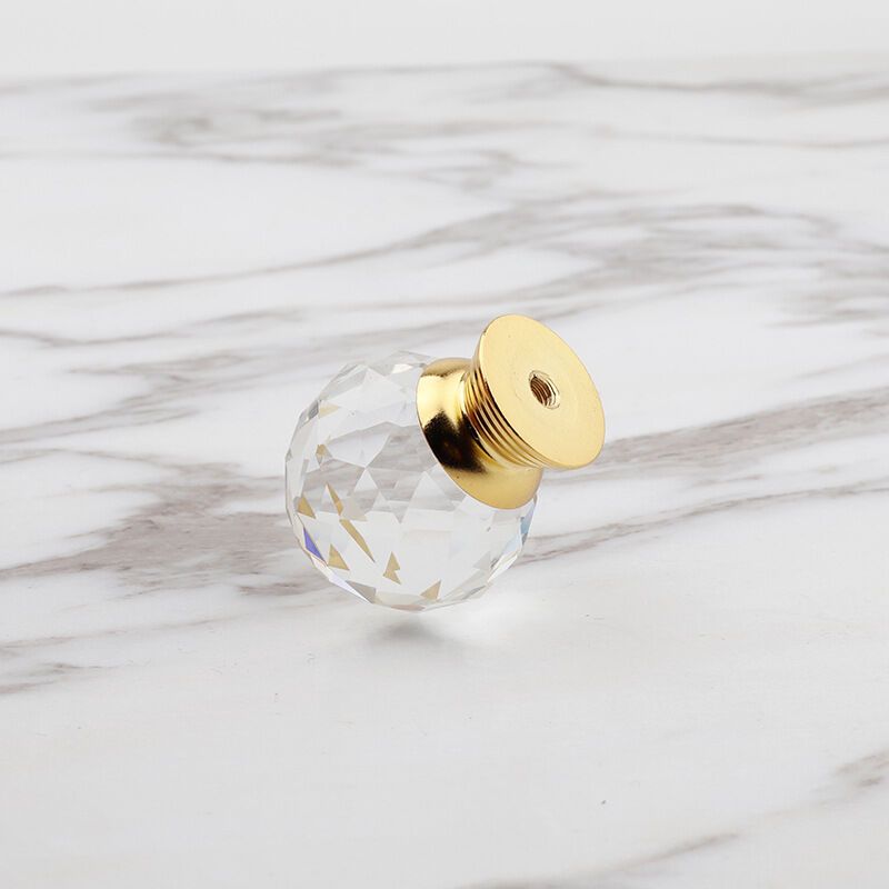 10 Pack Handle Door Knob Diameter Crystal Gold, Cabinet Knobs Mant Round Glass Knobs Decoration for Furniture V1237-ZY-528-263