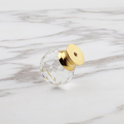 10 Pack Handle Door Knob Diameter Crystal Gold, Cabinet Knobs Mant Round Glass Knobs Decoration for Furniture V1237-ZY-528-263