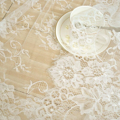 Rectangular Lace Tablecloth White, 150 x 300cm V1237-ZY-528-264