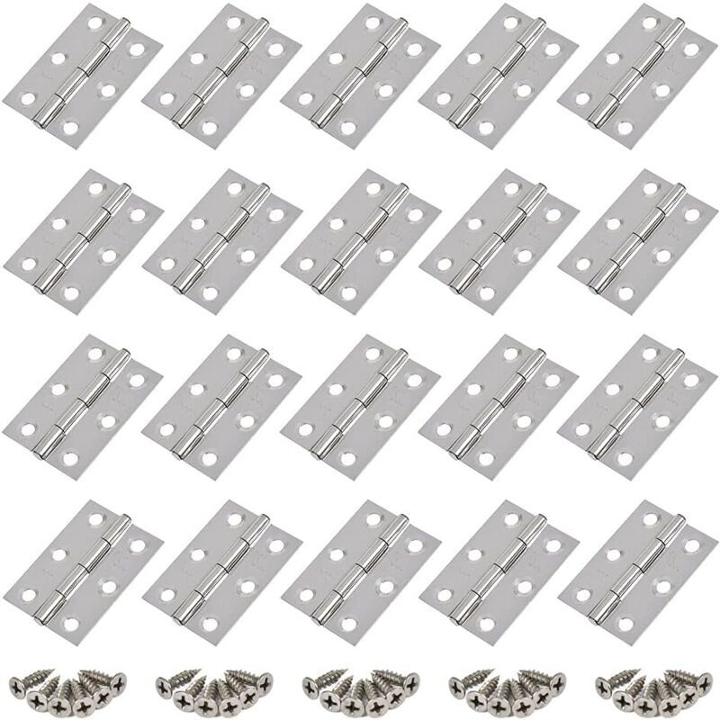 20 Pieces Hinges Stainless Steel Hinges, Door Hinge, Flat Folding Hinge Holes, Cabinet Drawer Hinge, Window V1237-ZY-528-266