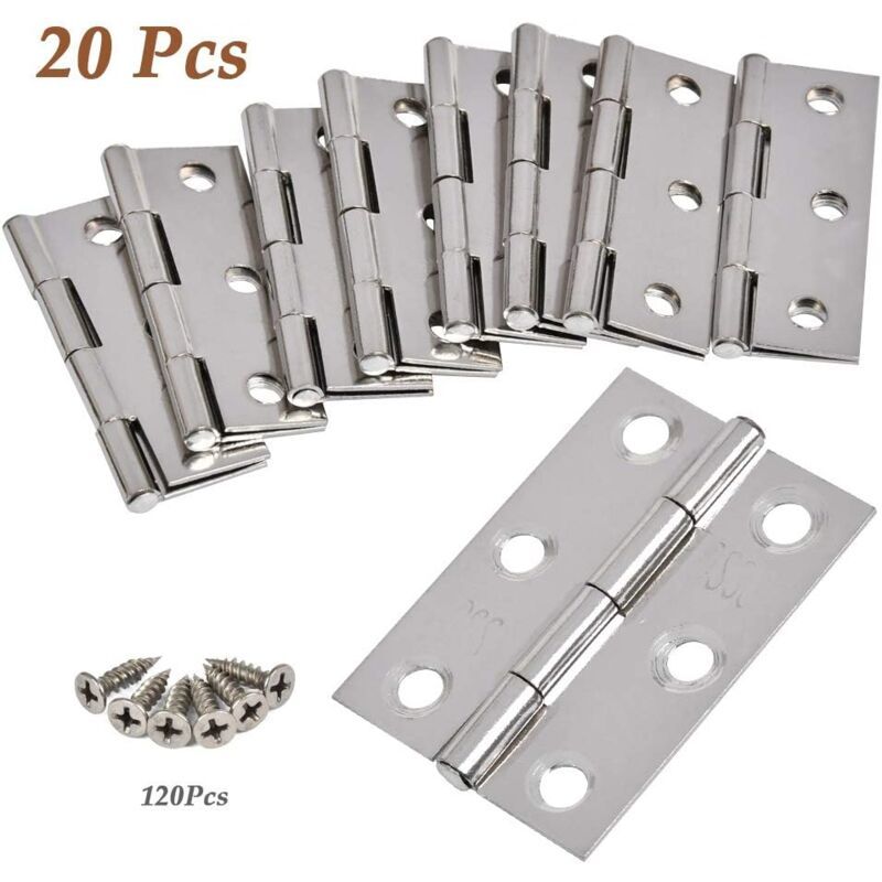 20 Pieces Hinges Stainless Steel Hinges, Door Hinge, Flat Folding Hinge Holes, Cabinet Drawer Hinge, Window V1237-ZY-528-266