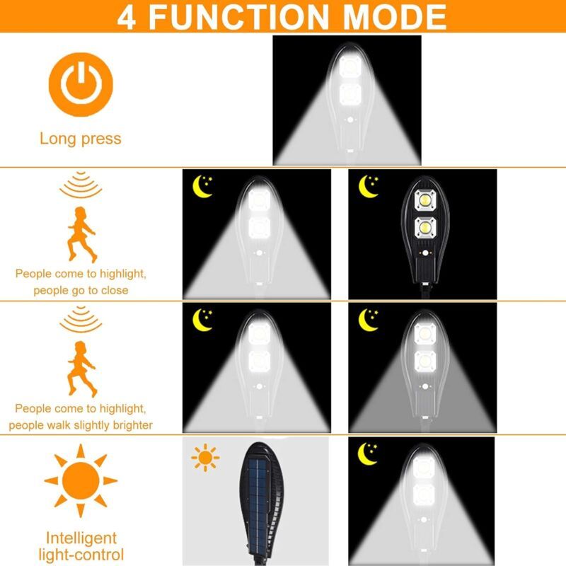 Solar Street Lights Outdoor, 60 LED Motion Sensor Lights Without Remote Control, 3 Sensor Mode, IP65 V1237-ZY-528-268
