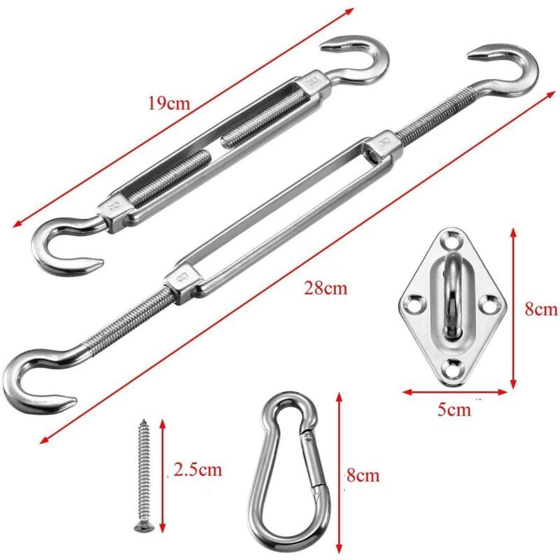 Triangular, Square and Rectangle Shade Sail Fixing Kit 304 Stainless Steel Shade Cloth Fixing Accessories V1237-ZY-528-269