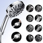 High Pressure Handheld Shower Head with 8 Spray Settings and 2 Spray Modes with Stainless Steel Hose, 1.5m V1237-ZY-528-272
