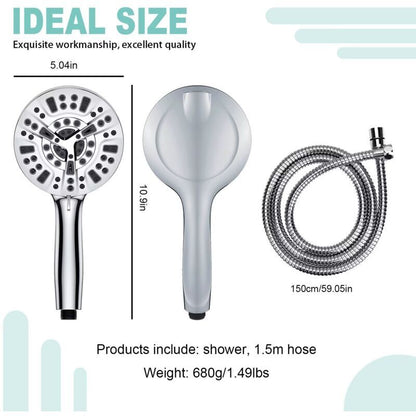 High Pressure Handheld Shower Head with 8 Spray Settings and 2 Spray Modes with Stainless Steel Hose, 1.5m V1237-ZY-528-272