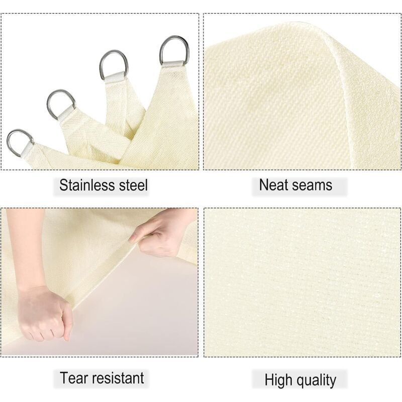 Rectangular Shade Sail Waterproof Anti 93 UV Water Resistant Wind Protection Polyester with UV Protection for V1237-ZY-528-283