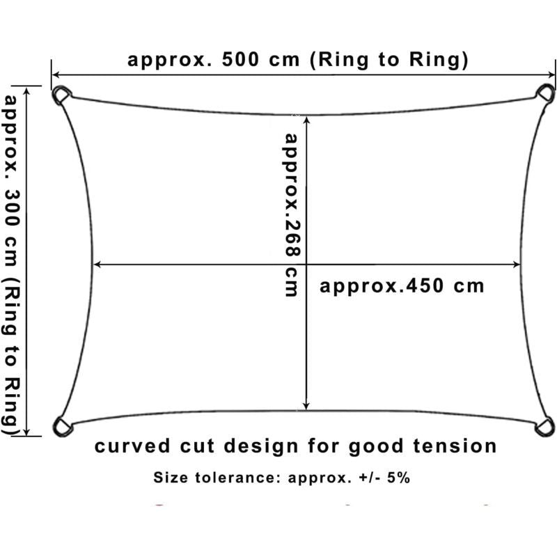 Rectangular Shade Sail Waterproof Anti 93 UV Water Resistant Wind Protection Polyester with UV Protection for V1237-ZY-528-283