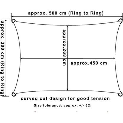 Rectangular Shade Sail Waterproof Anti 93 UV Water Resistant Wind Protection Polyester with UV Protection for V1237-ZY-528-283
