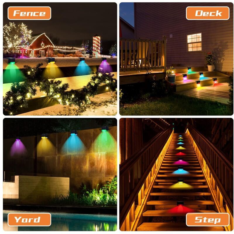 16 Pack Solar Patio Lights Waterproof LED Deck Lights for Patio Stairs Garden Pathway, Black Shell White Light V1237-ZY-528-285
