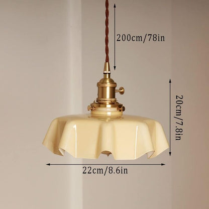 Retro French Cream Glass Ceiling Light Cream Yellow, E27 6W, Diameter, 220mm V1237-ZY-528-286