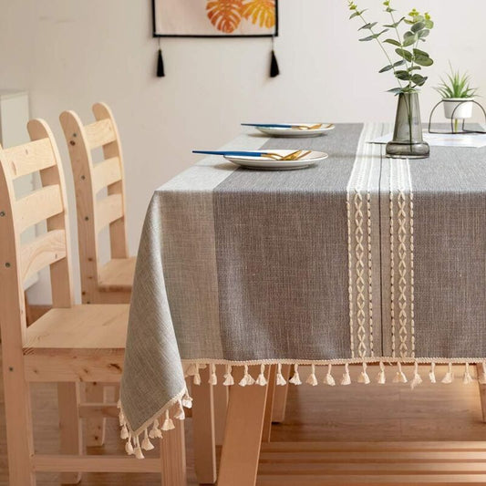 Tablecloths, Embroidery Table Cloth Washable Cotton Linen Tassel Tablecloth, Anti Fade Wrinkle Free Table V1237-ZY-528-289