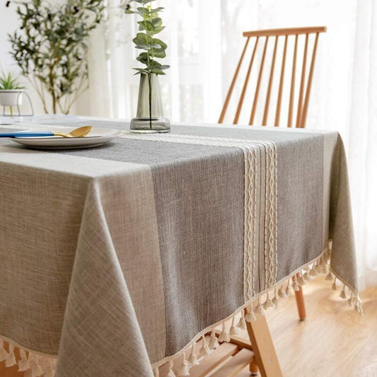 Tablecloths, Embroidery Table Cloth Washable Cotton Linen Tassel Tablecloth, Anti Fade Wrinkle Free Table V1237-ZY-528-289