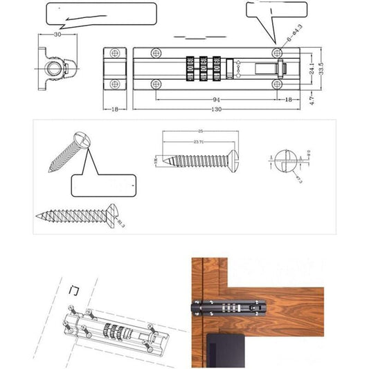 Gate Lock, Mechanical Combination Lock No More Keys Required Gates, Sheds, Any Storage Area and Any Door, V1237-ZY-528-309