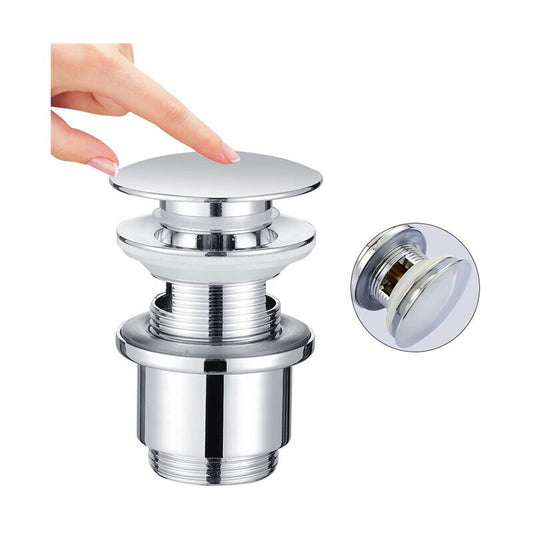 Chrome Copper Pop Up Sink Drain with Universal Automatic Overflow Large Drainage V1237-ZY-528-312