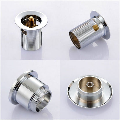 Chrome Copper Pop Up Sink Drain with Universal Automatic Overflow Large Drainage V1237-ZY-528-312