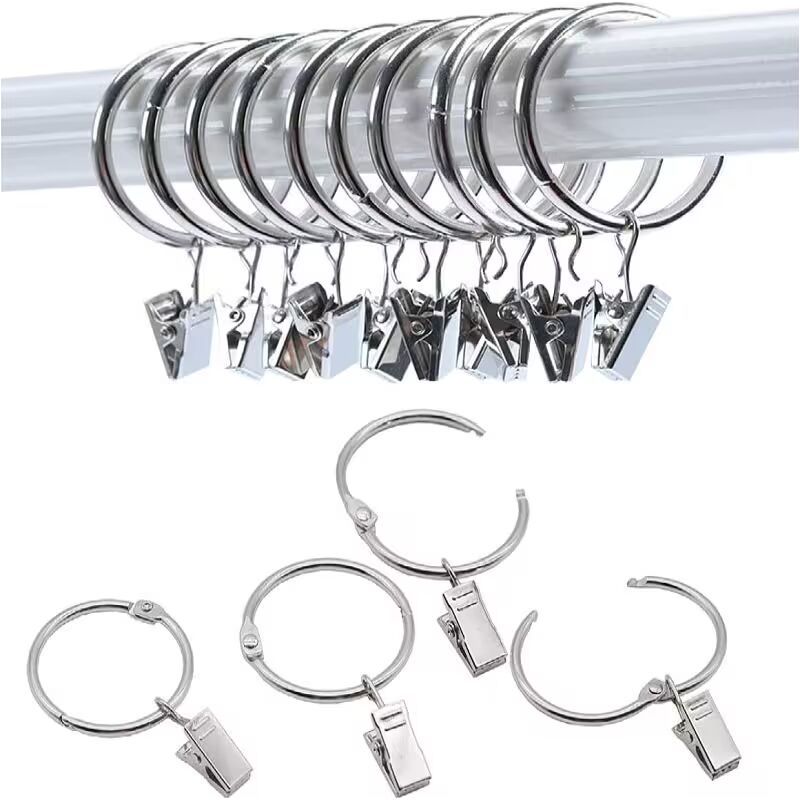 30 Pieces Curtain, Curtain Rings with Clips, Strong Drapery Clips, Hooks on Tension Rod Holder V1237-ZY-528-317