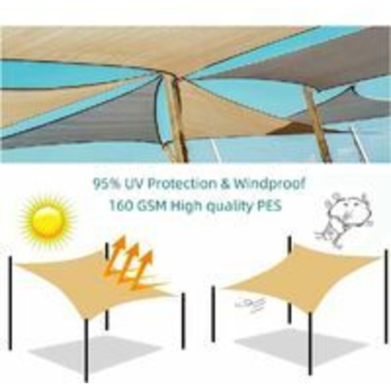 Shade Sail Rectangular Shade Sail, Waterproof and Resistant Solar Shade Cloth, for Patio Garden Terrace, V1237-ZY-528-321