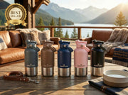 Pawstock 3-in-1 Insulated Dog Water Bottle with Dual Bowls - 1L Stainless Steel Travel Bottle - Gray V1242-PAWS1361G