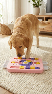 Interactive Dog Puzzle Toy - Slow Feeder & Treat Dispenser-Pink V1242-PAWSTOCKP2