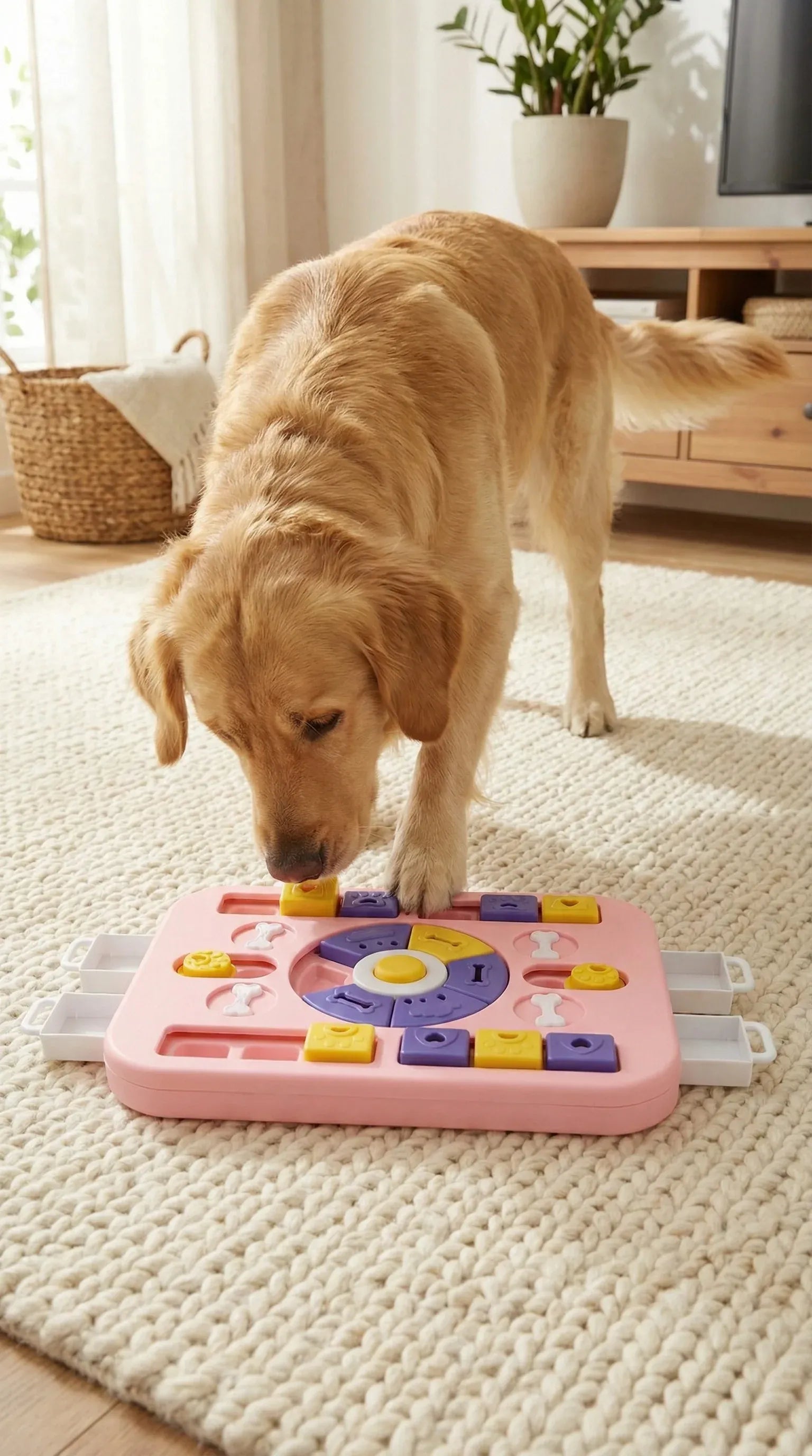 Interactive Dog Puzzle Toy - Slow Feeder & Treat Dispenser-Pink V1242-PAWSTOCKP2