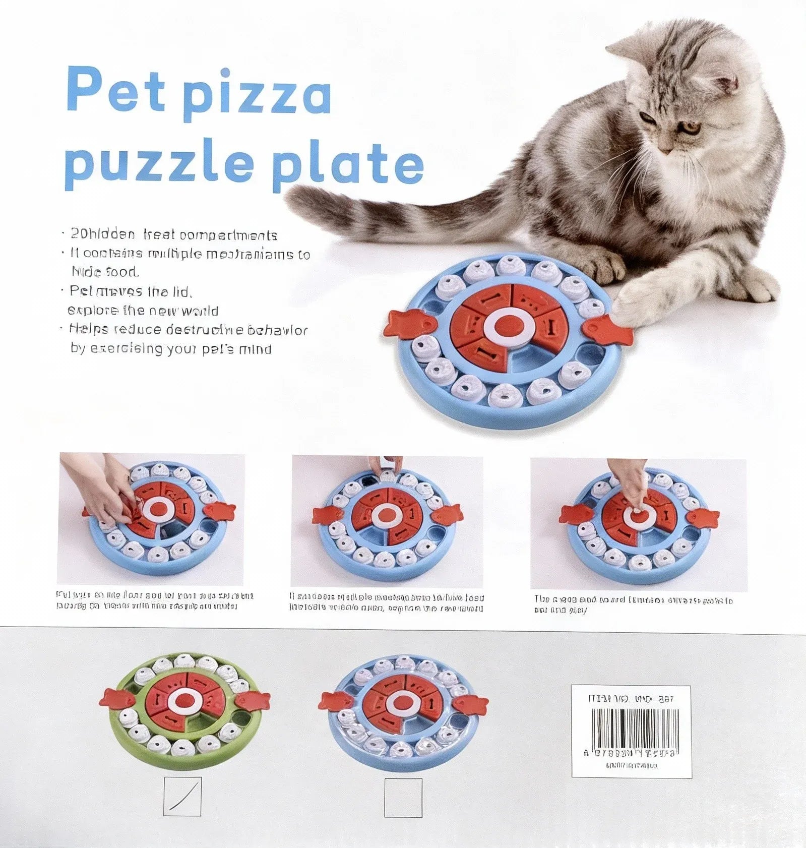 Pizza Puzzle Treat Toy for Dogs & Cats - Interactive Slow Feeder-Green V1242-PAWSTOCKP5