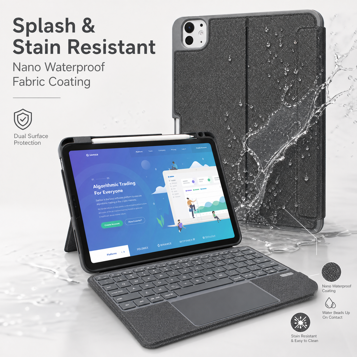 SENYOSON Black iPad Keyboard Case for iPad 7th 8th 9th Generation 10.2 Inch 2019/2020/2021 & iPad Air 3 10.5 V1243-CTAKEYBOARD-IPADCASE102-BLACK