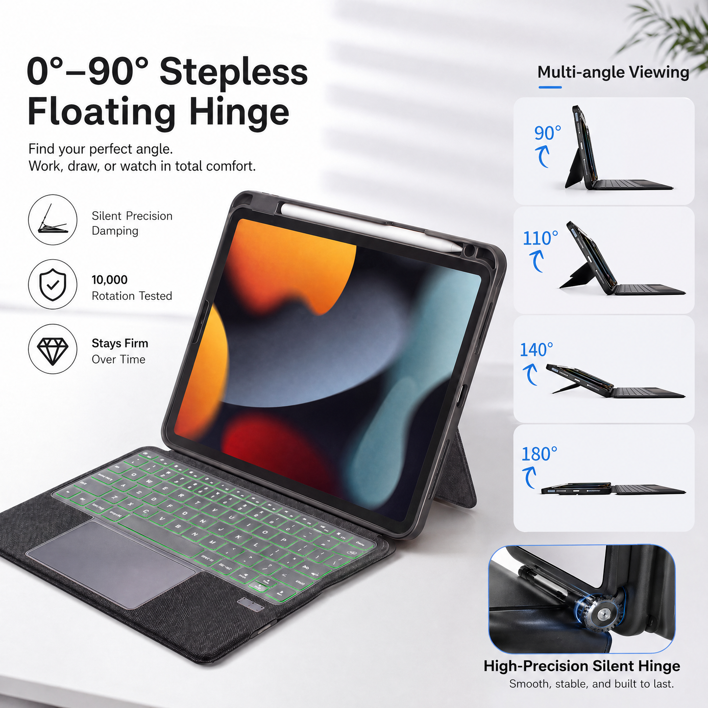 SENYOSON Black iPad Pro Keyboard Case for iPad Pro 12.9 Inch 3rd 4th 5th 6th Gen 2018-2022 & iPad Pro 13 Inch V1243-CTAKEYBOARD-IPADCASE12913-BLACK