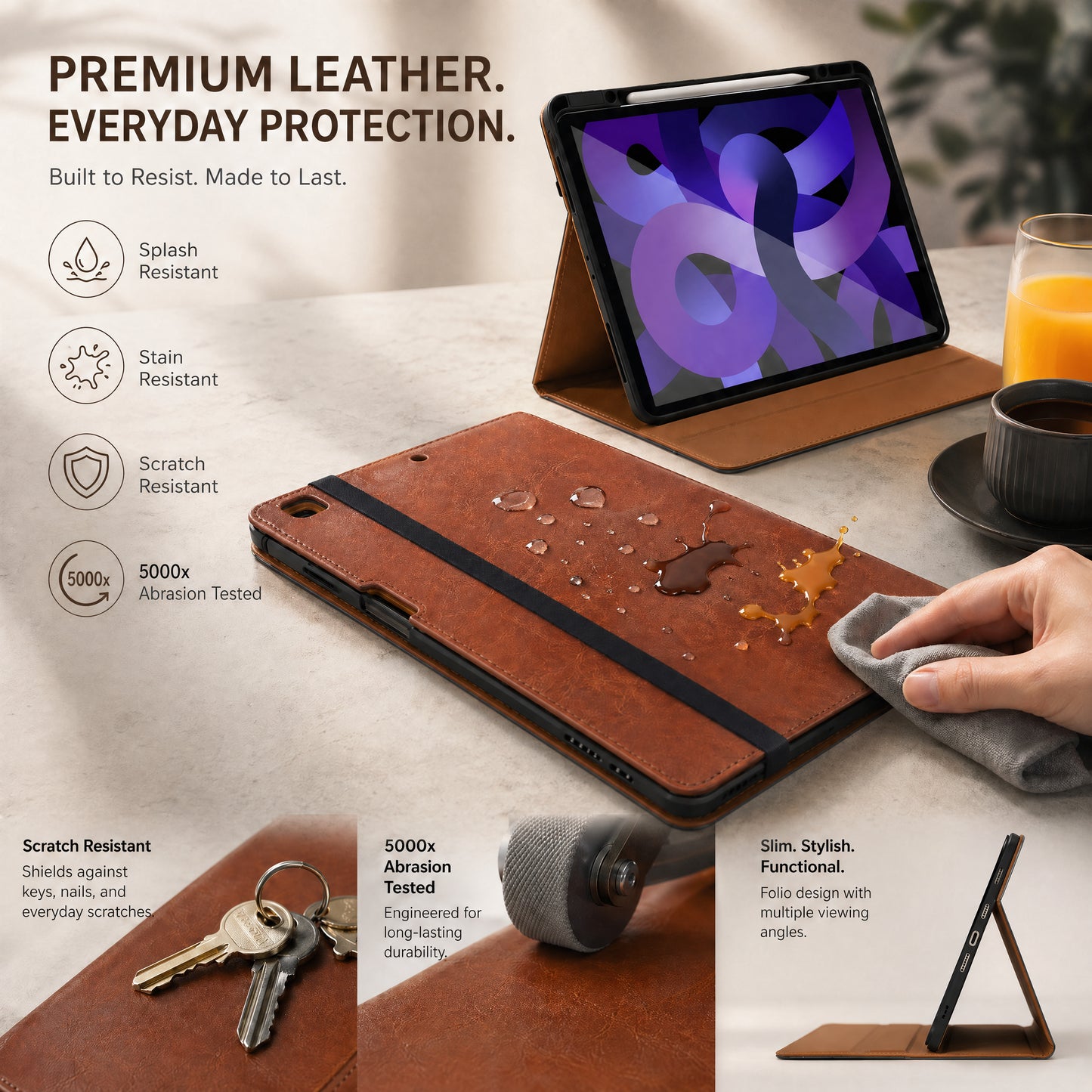 SENYOSON Black iPad Pro Case for iPad Pro 13" 1st Gen M4 2024, Premium Leather Folio Stand Cover with Pencil V1243-PG-IPADCASE13PRO-BLACK