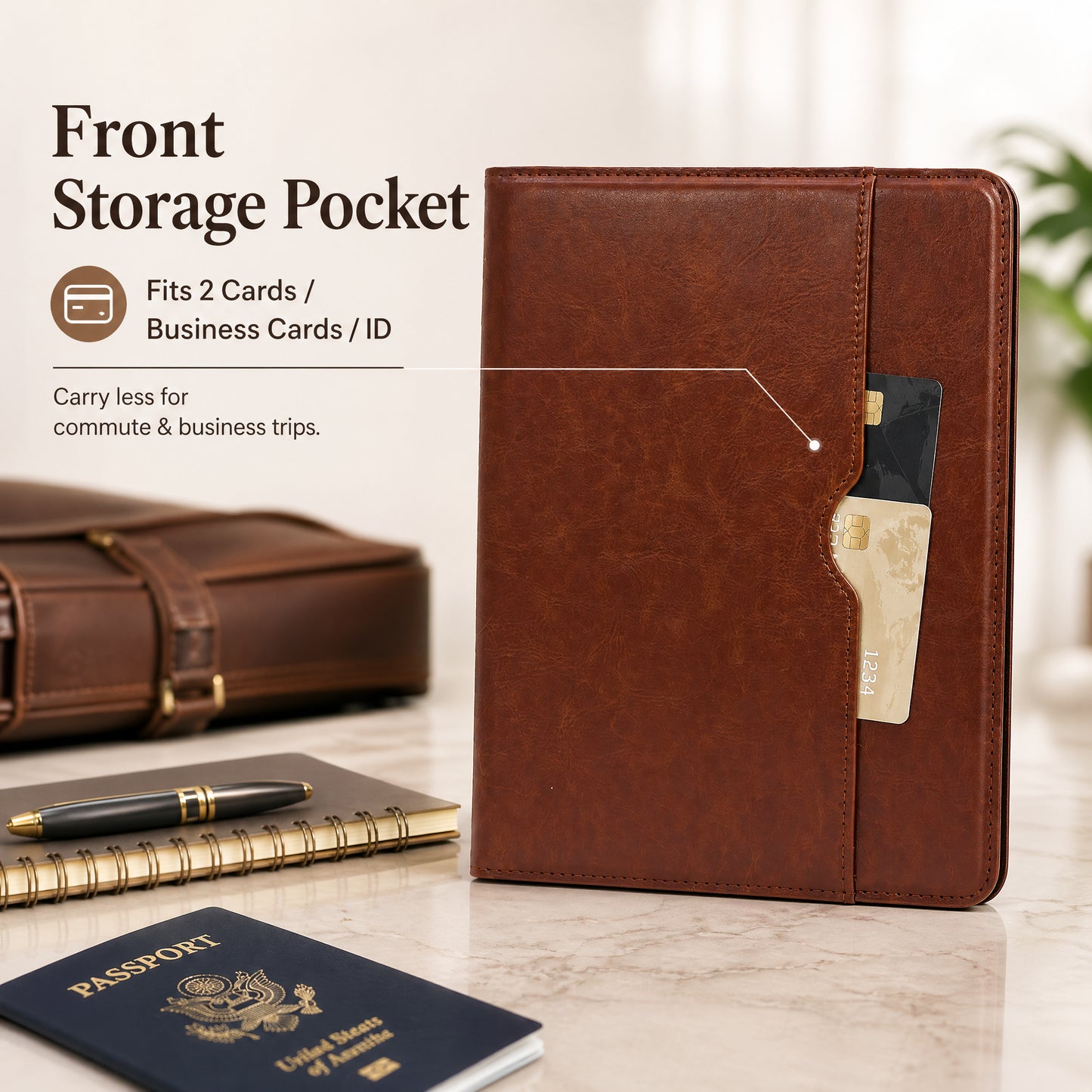 SENYOSON Brown iPad Pro Case for iPad Pro 13" 1st Gen M4 2024, Premium Leather Folio Stand Cover with Pencil V1243-PG-IPADCASE13PRO-BROWN