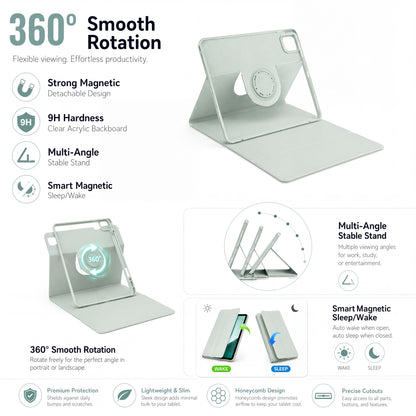 SENYOSON Green iPad Case for 9.7 Inch iPad 5th/6th Generation & iPad Air 2, Detachable Magnetic Rotating V1243-ROTATING-IPADCASE97-GREEN