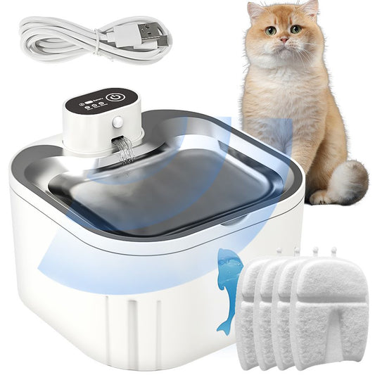 U7 Cat Water Fountain Waterer 3L/101oz, Wireless & USB Rechargeable Pet Water Fountain with 304 Stainless V1243-U7PETWATERFOUNTAIN