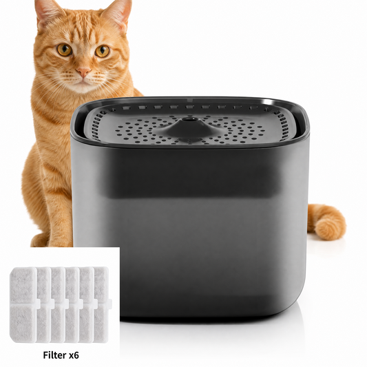 Black 3L/101oz Automatic Cat Water Fountain,6 Filter Included, Pet Water Dispenser with USB Wired V1243-XC528CATFOUNTAINBLACK6FILTERS