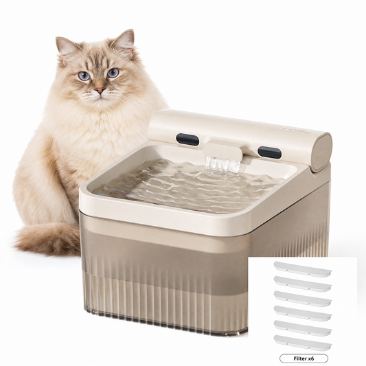 Cream White Cat Water Fountain 3L,6 Filters Included, Cordless Pet Water Dispenser for Cats & Small V1243-YSJ1008CATWATERFOUNTAINCREAMWHITEFILTERS