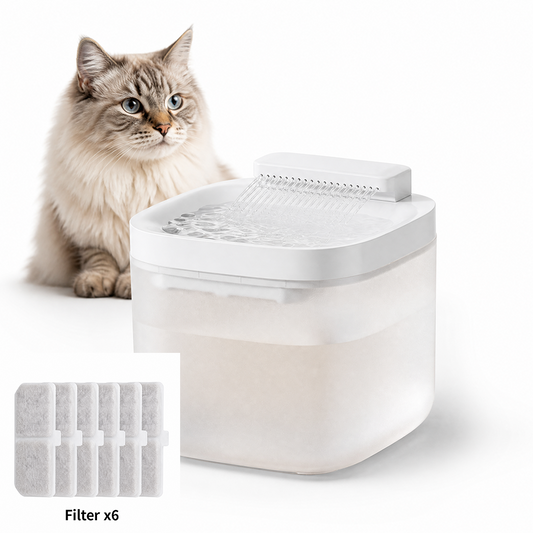 White Cat Water Fountain 3L,6 Filters Included, Wired Pet Water Dispenser for Cats & Small Dogs, V1243-YSJ1101CATWATERFOUNTAINWHITEFILTERS