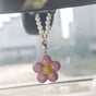 3D Rhinestone Flower Car Hanging, Pearl Chain Mirror Charm, Bling Car Interior Decor for Women V1250-3D-FLOWER-CHARM-PINK