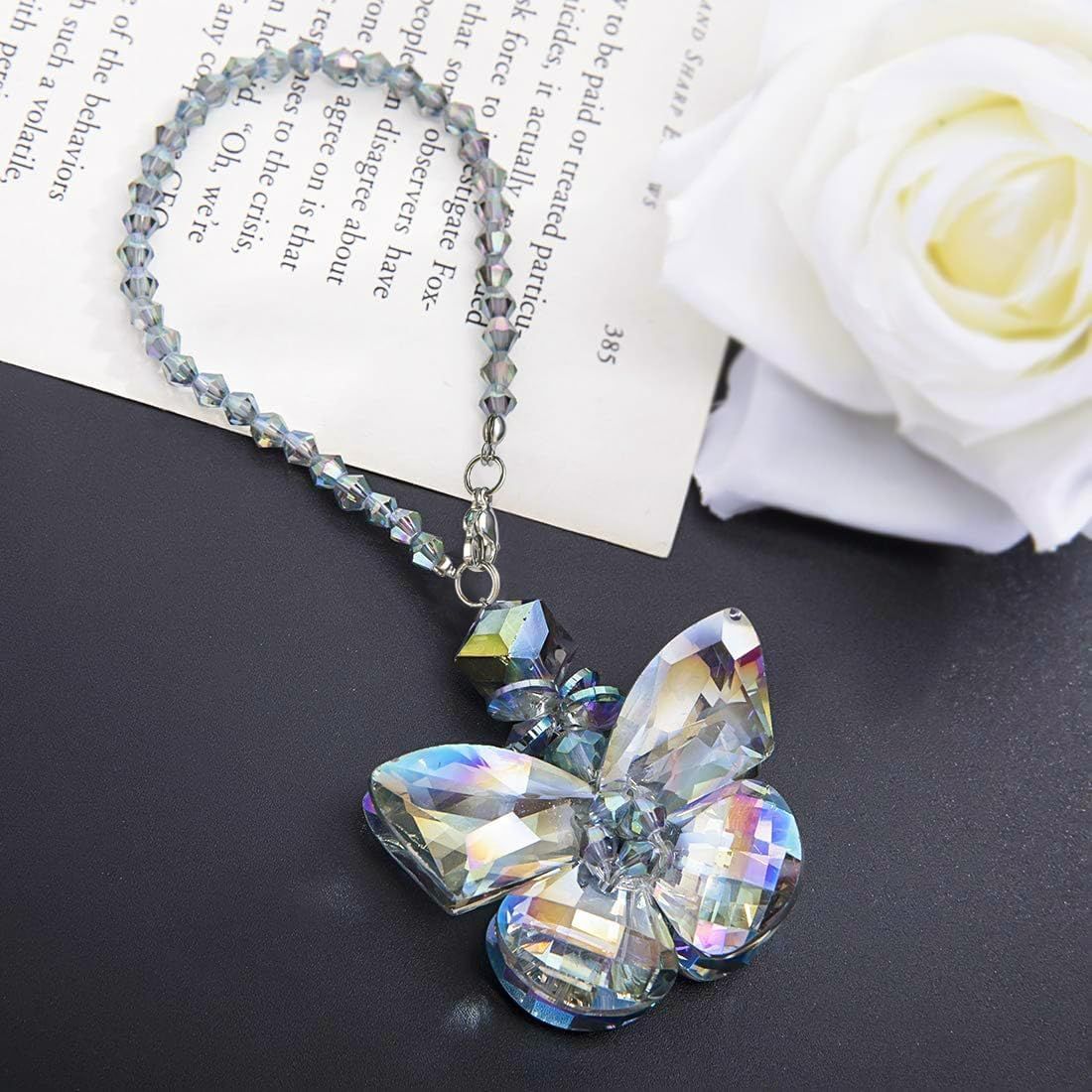 Crystal Glass Butterfly Car Key Charm Mirror Hanging Ornaments Gift (Butterfly-1) V1250-B07XCCG2KP