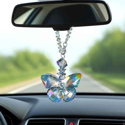Crystal Glass Butterfly Car Key Charm Mirror Hanging Ornaments Gift (Butterfly-1) V1250-B07XCCG2KP