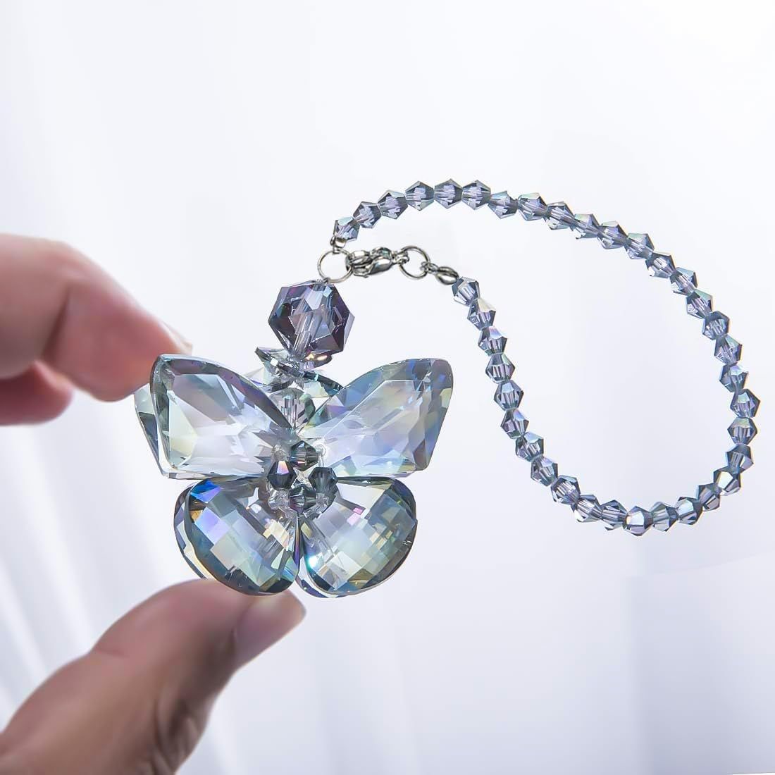 Crystal Glass Butterfly Car Key Charm Mirror Hanging Ornaments Gift (Butterfly-1) V1250-B07XCCG2KP