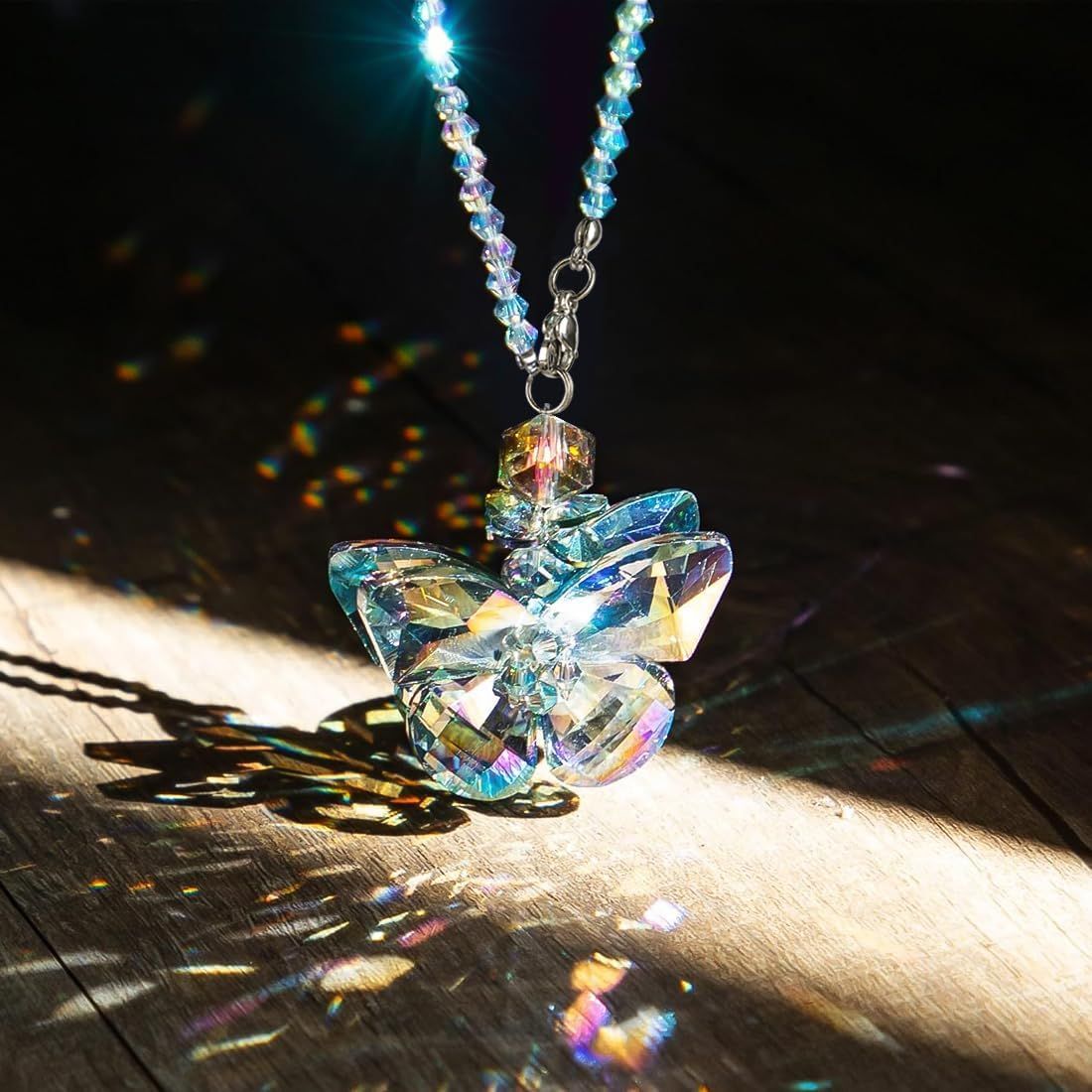 Crystal Glass Butterfly Car Key Charm Mirror Hanging Ornaments Gift (Butterfly-1) V1250-B07XCCG2KP