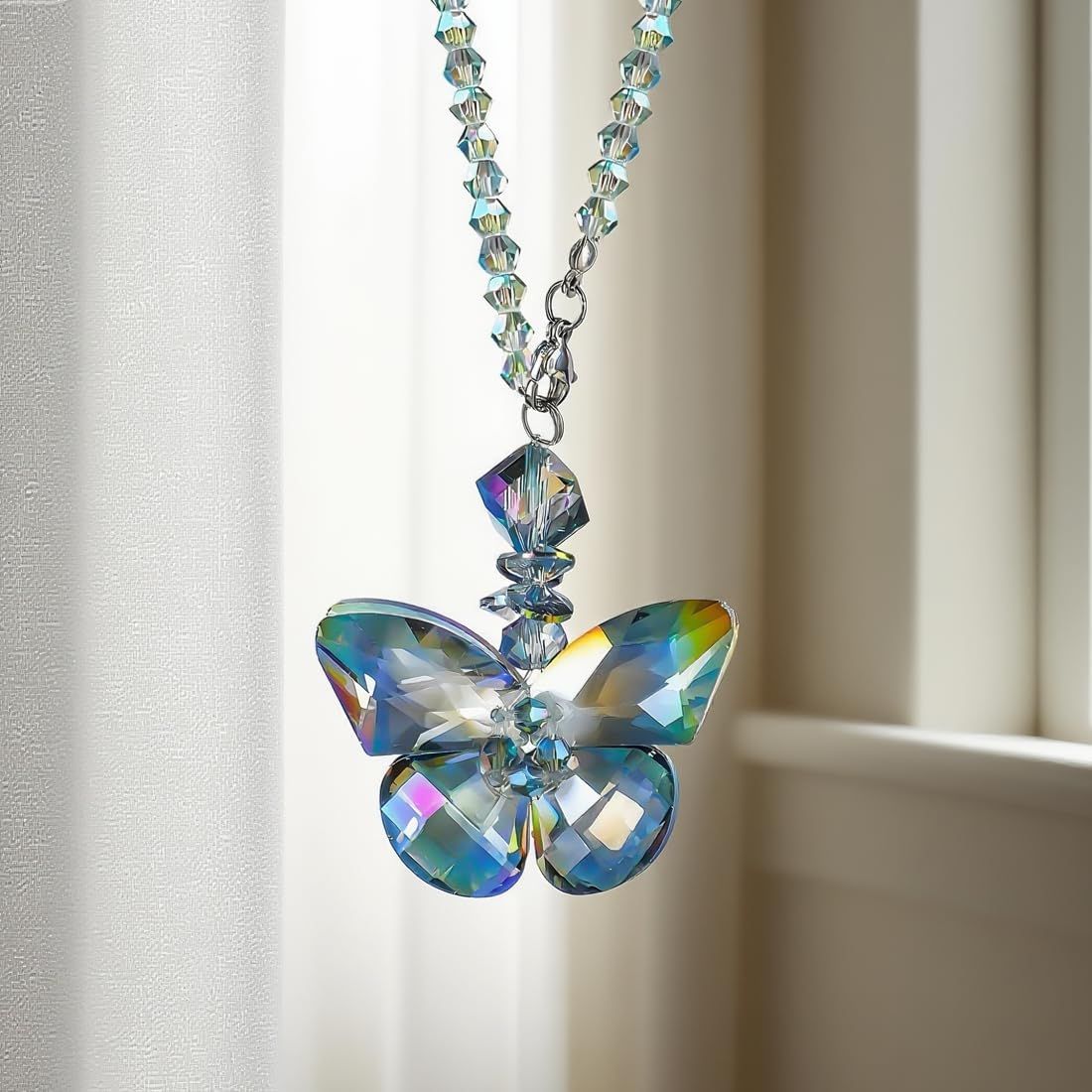 Crystal Glass Butterfly Car Key Charm Mirror Hanging Ornaments Gift (Butterfly-1) V1250-B07XCCG2KP