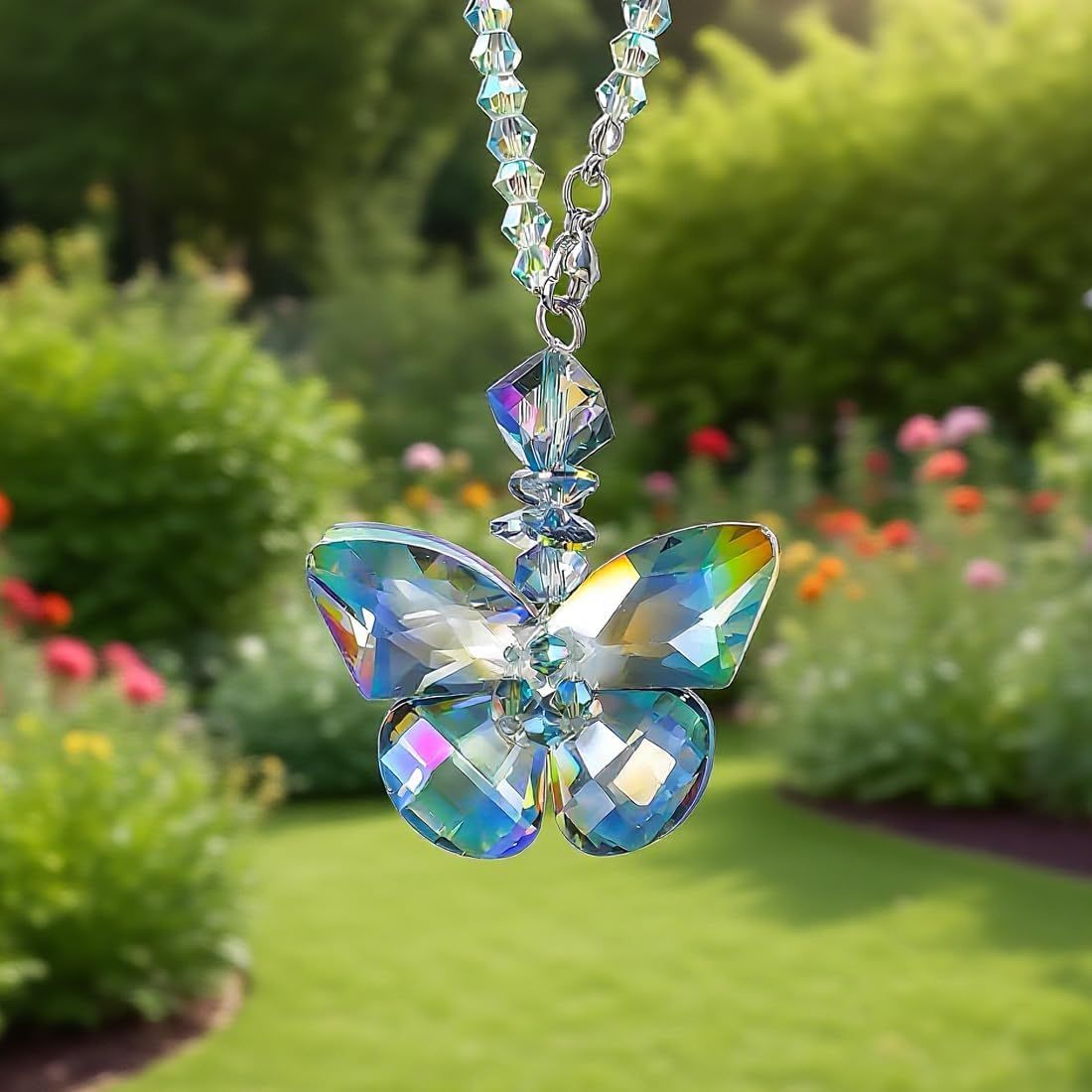 Crystal Glass Butterfly Car Key Charm Mirror Hanging Ornaments Gift (Butterfly-1) V1250-B07XCCG2KP