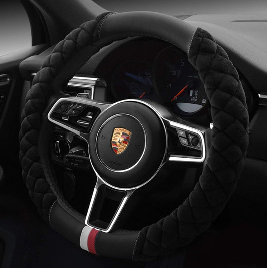 Luxury Fluffy Steering Wheel Cover for Men Women,Soft Warm Short Plush Steering Wheel Cover Black Fuzzy with V1250-B07YQFRNTK