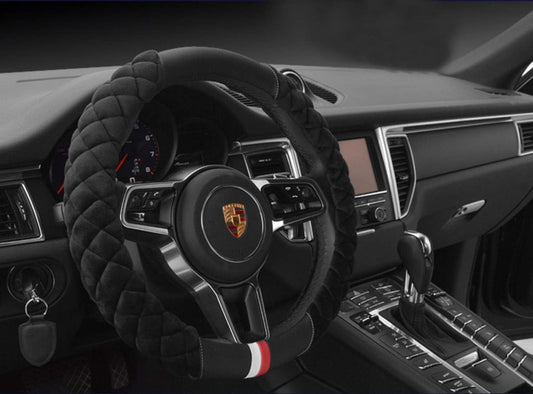 Luxury Fluffy Steering Wheel Cover for Men Women,Soft Warm Short Plush Steering Wheel Cover Black Fuzzy with V1250-B07YQFRNTK