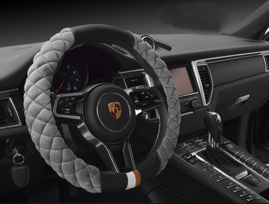 Luxury Fluffy Steering Wheel Cover for Men Women,Soft Warm Short Plush Steering Wheel Cover Gray Fuzzy with V1250-B07YQG5SJD