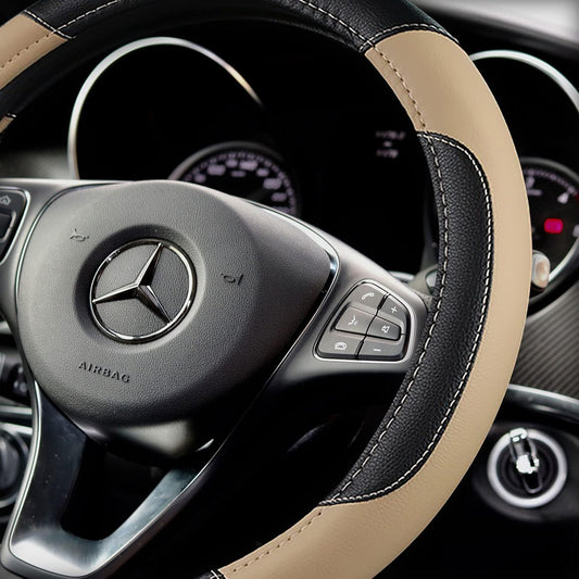 Leather Car Steering Wheel Cover, Non-Slip Car Wheel Cover Protector Breathable Microfiber Leather Universal V1250-B093D27Q6C